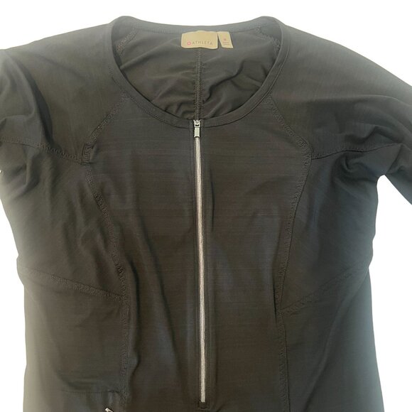 Athleta‎ Women’s 1/2 Zip Long Sleeve Active Top Black Ruched with Pockets M - Picture 4 of 9